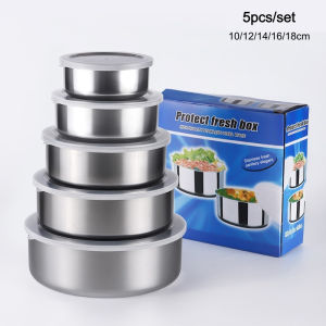 5pcs set stainless lunch box fresh keeping box frozen fridge food storage box organizer with cover