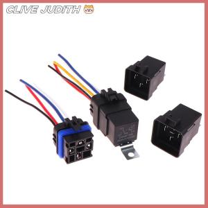 CISWGE รีเลย์รถ1ชุดพร้อมซ็อกเก็ต DC 12 24V 40A 4 5Pin แอมป์กันน้ำสายทองแดงชุบดีบุก5-PIN SPDT สำหรับพัดลมอัตโนมัติเรือ