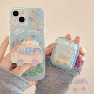 💖จัดส่ง24ชม💖 iPhone 11/12/13/14 Pro max case for เคสไอโฟน11 น่ารัก การ์ตูน แฟชั่น บางเบาพกพาง่าย Hello Kitty รสบัส พร้อมขาตั้ง case