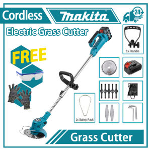 MAKITA Lawn Mower Grass Cutter Japan Heavy Duty 48v 68v 88v 128v 168v Charger Rechargeable Wireless Electric Cordless Lawn Mower Grass Cutter Trimmer Portable Garden Pruning