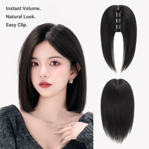 BERMA BABY Human Hair Topper Wig For Women Breathable With Clip In Hair Toupee Remy Hairpiece Hair Extensions Wig