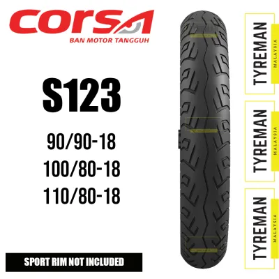 TAYAR MOTOSIKAL Corsa S123 90/90-18 100/80-18 110/80-18 TL Tyre for RXZ (2022)