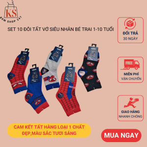 Set 10 Đôi Tất\ Vớ Siêu Nhân Cho Bé Trai Cao Cổ Từ 1-10 Tuổi Chất Liệu Dày MịnMàu Sắc Tươi Sáng-KEM SHOP 247