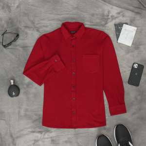 Dzargo Kemeja Polos Pria Lengan Panjang Pique Premium (Hitam Putih Army Navy Maroon Dark Mustard Abu-Abu baju dll)