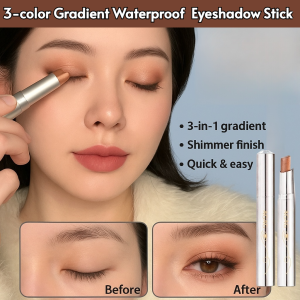 3-color Gradient Eyeshadow Stick Waterproof Eyeshadow Stick Glitter Effect 3-in-1 Blush Portable Eyeshadow Palette Quick And Easy Makeup Glitter Lasting