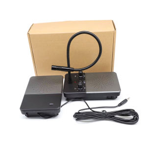 5W Dual Way Window Intercom System Speaker System  Anti-Interference  2.8M Cable  Wireless Counter Intercom Intercommunication Microphone for Office/Station/Snack Bar/Business/Store (E390G)TO