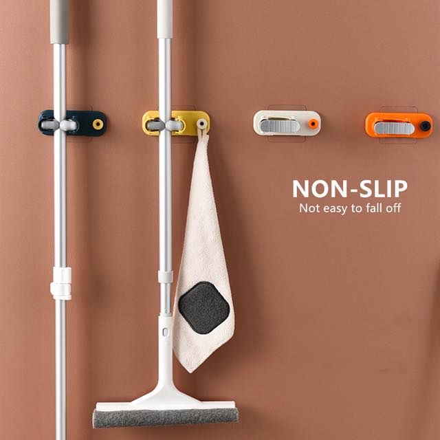 Hook Wall Mounted Shelf Organizer Clips Brush Hook Broom Hanger