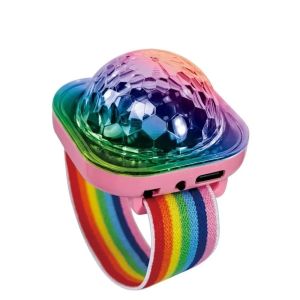 MINIFELE 262 USB Rechargeable LED Wristband Lights Colorful Wearable Disco Stage Light with Suction Cup Wrist Speaker for Party Car Dancing DJ Club