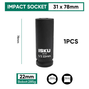 ISKU Mate Sok Extention Impact Socket 1/2" 8-41mm Drive Socket Deep Wall Panjang Baja Karbon Tinggi