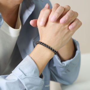 Kemstone Stainless Steel Vintage Silver Grey Black Gold Plated Link Bracelet Jewelry Gift for Men