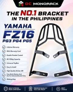DCMONORACK TOPBOX BRACKET FOR YAMAHA FZ 16 PG3 PG4 AND PG5 HEAVY DUTY LIFETIME WARRANTY DOUBLE POWDER COATED PLUG AND PLAY
