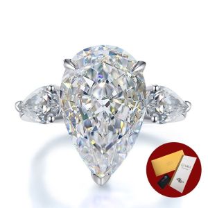 Diamcity (Free Gra Certificate) 3 Karat Cincin Moissanite Wanita Dapat Diatur