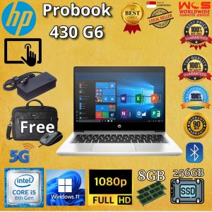HP ProBook 430 G6 Refurbished Laptop i5-8265U 8 GB RAM 256 GB SSD FHD Win 11 Pro with free preowned Bag & mouse