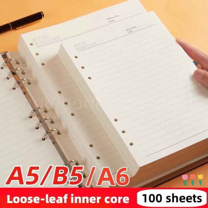 80 Sheets, A6 Pink Efill Loose Leaf Pape, 6 Hole Notebook