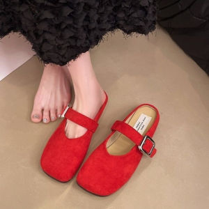 [Free Shipping] 2026 Spring And Autumn Flat Slip-On WomenS Shoes For Outdoor Wear Closed-Toe Mules Single Shoes