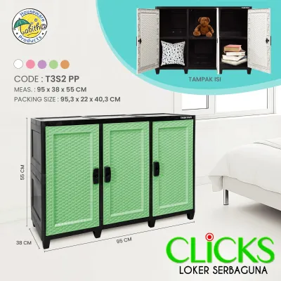 LEMARI PLASTIK SERBAGUNA TABITHA CLICKS T3 S2 PINTU PANJANG [TABBOX]