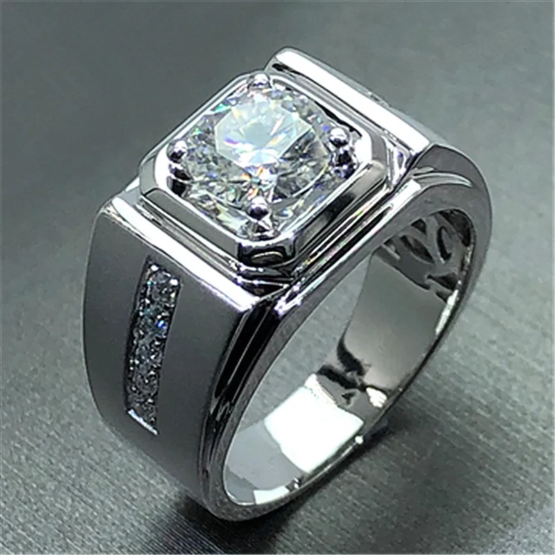 Men's Solid Chunky Ring Round Cushion Cut Diamond Daily Fashion
