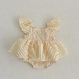 Princess Baby Girl Dress Romper 0-24Months Newborn Fly Sleeve Bow Skirted Bodysuit Jumpsuit Outfits Birthday Party Clothes INS2026