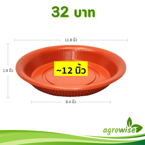 จานรองกระถาง กระถางต้นไม้ มินิมอล เบอร์ 12 15 18 20 21 นิ้ว สีดำ สีขาว สีเทา สีอิฐ
