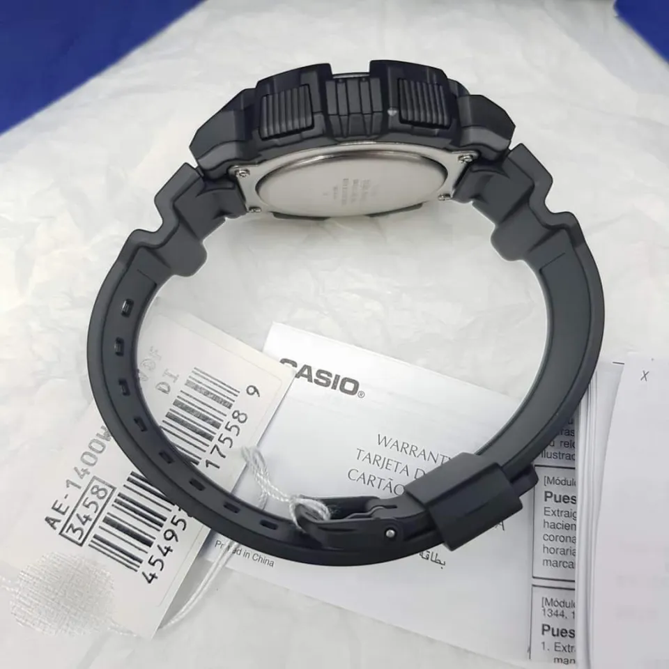 100% Original) Casio AE-1400WH-1A Digital Sport 10 Year Battery