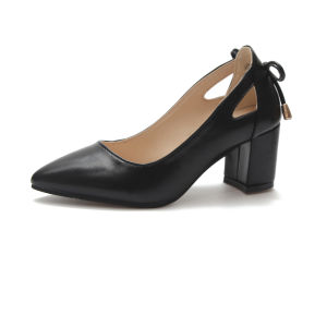 [Free Shipping] 2026 New Spring Collection: Plus-Size WomenS Pointed-Toe Chunky-Heeled Pumps With A Bow Detail Shallow Vamp Suede Material Mid-Heel And A Cute High-Heel Design