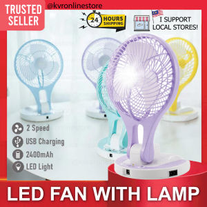 JR-5580 Rechargeable Foldable Desk Fan with LED Light 2 Speeds / Kipas Angin Berlampu