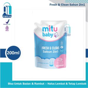 Mitu Baby Fresh & Clean Sabun Mandi Bayi 2in1 pH balanced Kulit Sensitif Halal