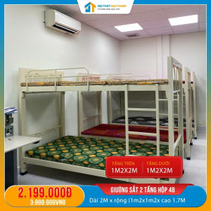 [FURNI HOME] IN ZALO N Giường sắt hai tầng hộp 48 cao cấp nhiều kích thước