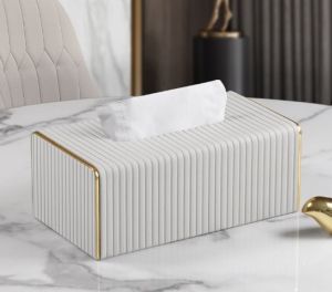 กล่องใส่ทิชชู่ ขอบทอง หรูหรา (MH_179) ใส่ทิชชู่แผ่นยาว กล่องทิชชู่ กล่องใส่กระดาษทิชชู่