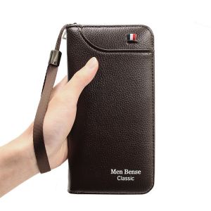 MENBENSE 888-20 DOMPET TANGAN ZIPPER TEBAL PRIA WANITA SEMI KULIT ADA TALI PENDEK