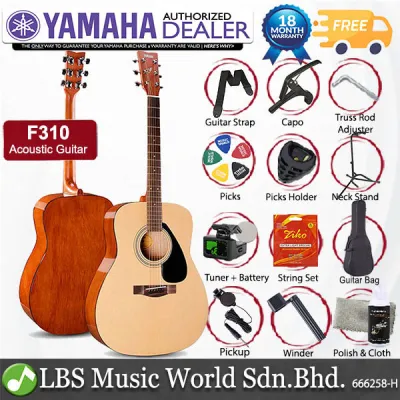 Yamaha F310 41 Full Size Acoustic Guitar Beginner Package With Guitar Stand (F 310)