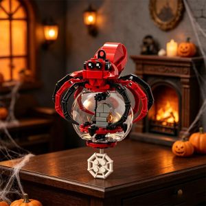 YOUSHI TOP Nhện Đỏ Đồ trang trí dạng khối xây dựng Quái vật một mắt Mũ phù thủy  dây chuyền hình quả cầu thủy tinh  dây chuyền Lắp ráp các viên gạch Bộ gạch Halloween