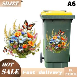 SDJZT Hoa Hướng Dương Thùng Rác Có Thể Dán Hoa Bánh Xe Thùng Rác Có Thể Dán Tự Dính Không Thấm Nước PVC Decals Cho Tường Phòng Tắm Trang Trí Nội Thất
