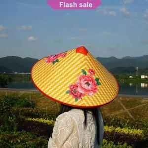 SHENHAO2🎀 Trung Quốc Retro Tre Mây Ngư Dân Hat Handmade Dệt Rơm Xô Hat Mưa Khiêu Vũ Đạo Cụ Nón Che Nắng Hat Nhựa Tre Hat