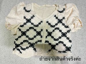 𝙁.𝙔 𝙨𝙩𝙪𝙙𝙞𝙤𝙨 🌸พร้อมส่งจากไทย🌸 NO.253 ☆NEW☆ เสื้อคอวีแขนสั้นผ้าชีฟอง เย็บติดกับเสื้อกั๊กผ้าทอ ติดกระดุมหน้า