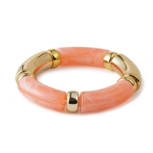 INGER Acrylic Leopard Bracelets Stretchy Beaded Curved Tube Bangle Vintage Wristband Bohemia Style Bracelets Women