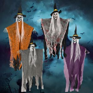 EAURA ผีสิงแบบ ผีแฮงค์ฮาโลวีน น่ารักน่ารักๆ พร้อมฮู้ด เครื่องประดับผีแขวน ผีบินได้ น่ากลัวมากๆ จี้แขวนฮาโลวีน สวนในสวน