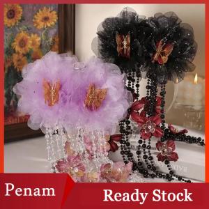 [PAM] Elegant Mesh Flower Butterflies Tassels Grasping Clip For Women After Brain Hairpin Headwear Accessories Gifts