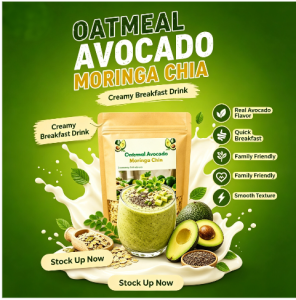 Must-have for Breakfast  Oatmeal Avocado Moringa Chia Drink Creamy Breakfast Drink Easy-to-Prepare Morning Mix