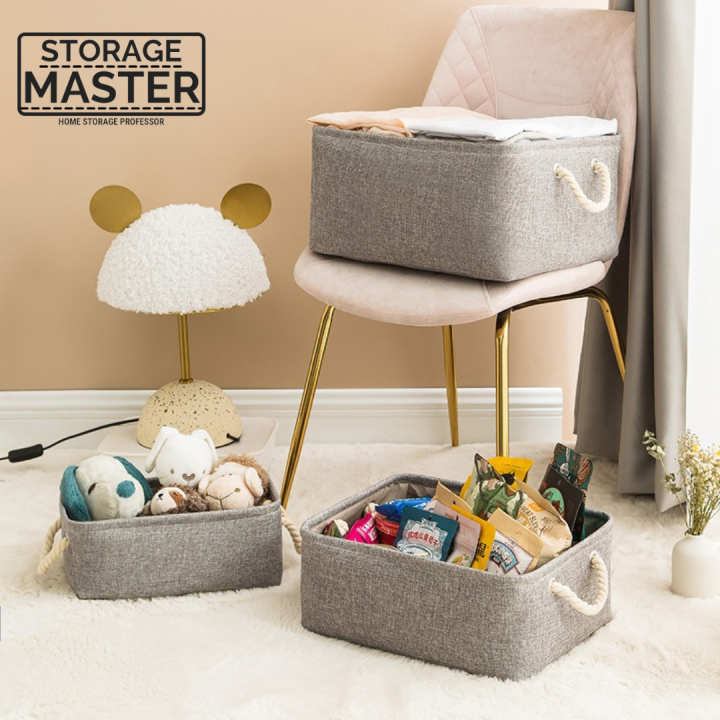 Cotton and Linen Storage Basket Cloth Books Toys Clothes Laundry Basket