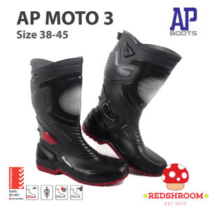 Sepatu Boot Tinggi AP Moto 3 AP Boots Karet Lokal Anti Air Slip Lentur Sepeda Motor Touring