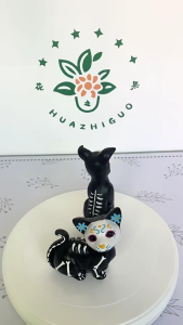 Artistic Halloween Resins Cats Dog Sculpture Sugar Skull Animal Skeleton Statue For Home Party Decoration Gift Giving