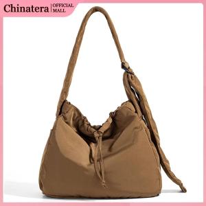 Lightweight Nylon Hobo Shoulder Bag with Drawstring for Women Suitable for Shopping Travel and Daily Use