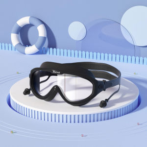 แว่นตาว่ายน้ำผู้ใหญ่ แว่นตาว่ายน้ำ แว่นตาว่ายน้ำสำหรับผู้ชายและผู้หญิง แว่นตาดำน้ำ แถมปิดหูกันน้ำเข้า แว่นตาว่ายน้ำพกพาได้ ติดแน่น