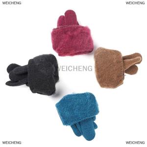 [COD] WEICHENG New Winter Men Women Cashmere Knitted Gloves Autumn Hand Warmer Thicken Lining Full Fingered Mittens Skiing Short Wrist Gloves