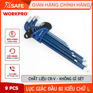 Bộ lục giác đầu bi kiểu L 9 cái hệ mét (1.522.53456810mm) thép hợp kim CR-V Workpro - WP222011