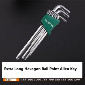 HEAVY DUTY EXTRA LONG 9PCS BALL POINT HEXAGON ALLEN KEY SET (BALL POINT)