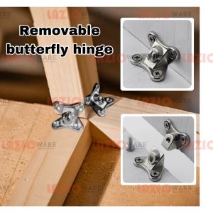 Removable zinc alloy combination butterfly door hinge detachable screw corner bracket for cabinet furniture