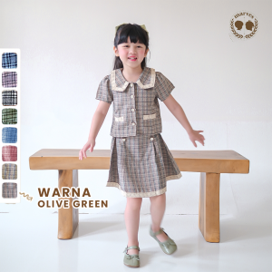 MARVES Donna Set Setelan Baju Rok Anak Perempuan Korean Style Bahan Tweed Usia 1 Hingga 14 Tahun