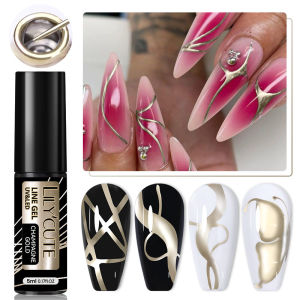 BORN PRETTY LILYCUTE Mini 5ml Metallic Line Gel Ultra-fine Brush Head French Line Graffiti Painting Metallic Mirror Effect Gel Varnish